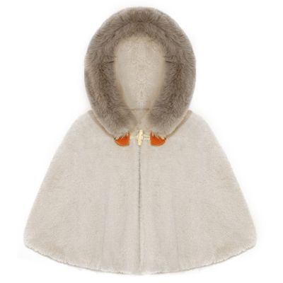 iiniim Baby Toddler Girls Fleece Hooded Capes Poncho Cloak Coat Cartoon Winter Warm Shawl Outwear Khaki 9-12 Months