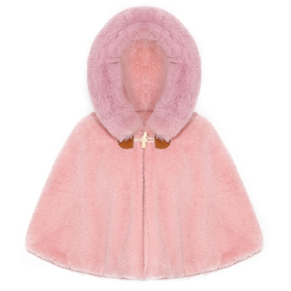 QinCiao Toddler Baby Fleece Hooded Cloak Capes Poncho Children Fall Winter Coat Snowsuit Outwear Pink A 12-18 Months