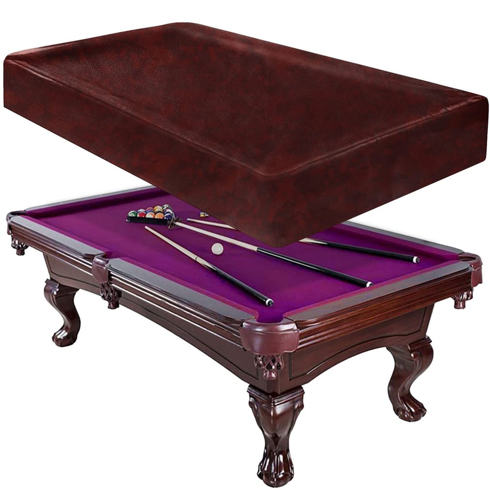 iCOVER Pool Table Cover Outdoor Heavy Duty Leather Waterproof Billiard Tables Covers 7ft Brown
