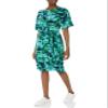 London Times Women's Jewel Nk Easy Shift with Sash Green/Aqua