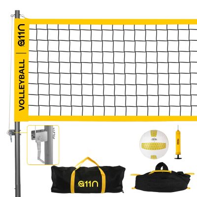 A11N Sports Heavy-Duty 32ft Outdoor Volleyball Net with Anti-Sag System - Portable Set Includes Volleyball, Net, Air Pump, Boundary Markers and Bag - Perfect for Backyard, Beach, and Park