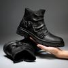 Short Boots Men Side Buckle Leather Boots Western Boots Vintage Knight Boots Cowboy Boots Leather Cowboy Boots view 3