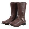Shije Men's Knight Boots Vintage Medieval Faux Leather Boots Buckle Round Toe Booties Mid Heel Riding Boots Flat Bottomed Boots view 4