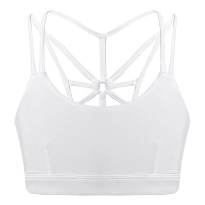 Yihuimin Kids Girls Solid Crisscross Back Sports Bra Athletic Crop Top Gym Yoga Running Shirts Dancewear Ivory 4 Years