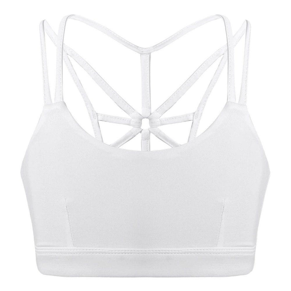 Yihuimin Kids Girls Solid Crisscross Back Sports Bra Athletic Crop Top Gym Yoga Running Shirts Dancewear Ivory 4 Years