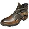 Shije Short Boots Men Side Buckle Leather Boots Western Boots Vintage Knight Boots Cowboy Boots Leather Cowboy Boots, G-khaki, 12 view 2