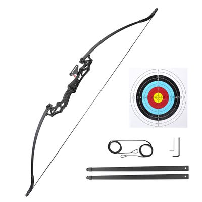 53" Takedown Recurve Bow Right Hand Black Longbow Archery Set for Outdoor Hunting, Horse Riding, Bowfishing, Target Archery