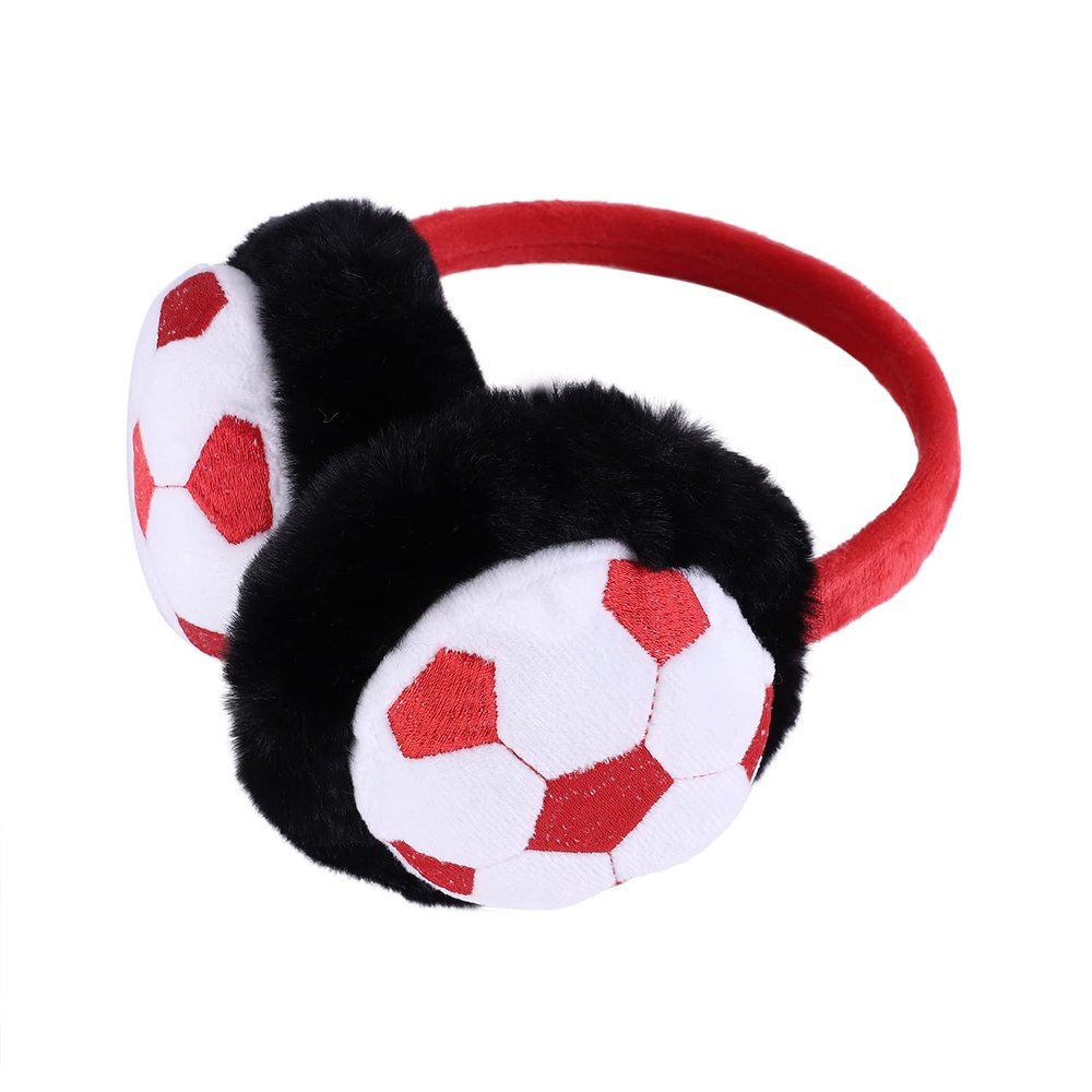 ITODA Soccer Earmuffs for Winter Furry Plush Warm Ear Warmer Outdoor Padded Cold Weather Adjustable Ear Muff Boys Child Cover