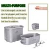 iBasingo 400ML+750ML Titanium Mess Kit Camping Canteen Cups with Folding Handle & Lid & Hanging Ring Outdoor Hiking Backapcking Ultralight Portable Cookware Ti2048C view 4
