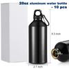 CHENGU 10 Pcs Aluminum Water Bottle 20 oz Reusable Bottles Lightweight Leak Proof Aluminum Sports Travel Bottles with Twist Cap Buckle for Gym, Hiking, Cycling, Camping, Fishing (Black) view 2
