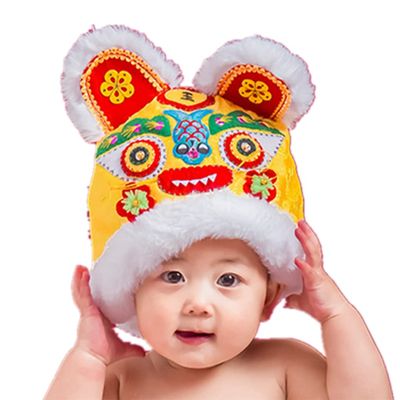 2022 Kids Beanie Hat for Year of The Tiger, Winter Tiger Shaped Fleeced Hat Boys Girls for Chinese New Year Baby Shower (Yellow) One Size