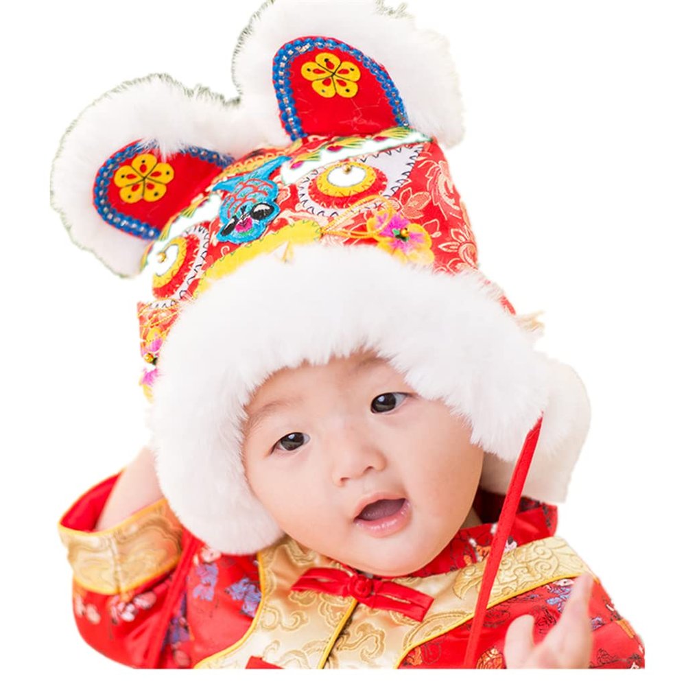2022 Kids Beanie Hat for Year of The Tiger, Winter Tiger Shaped Fleeced Hat Boys Girls for Chinese New Year Baby Shower (Red), One Size