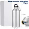CHENGU 10 Pcs Aluminum Water Bottle 20 oz Reusable Bottles Lightweight Leak Proof Aluminum Sports Travel Bottles with Twist Cap Buckle for Gym, Hiking, Cycling, Camping, Fishing (Silver) view 2