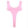 easyforever Women One Piece Solid Color High Cut Thong Swimsuits Leotard Bodysuit Deep U Neck Monokini Pink One Size view 1