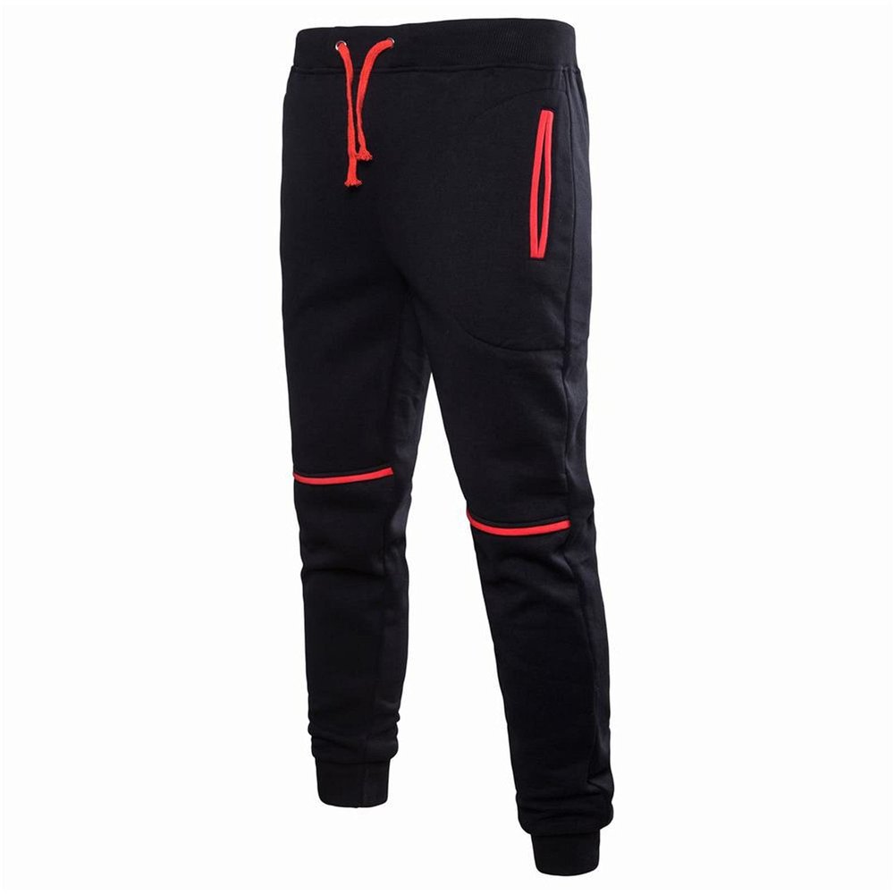 Kaxiya2021 Men's Colorblock Drawstring Jogger Pants Slim Workout Bodybuilding Trousers Running Contrasting Color Sweatpants (Medium,Black)