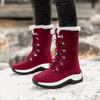 ZBYY Women's Warm Faux Fur Lined Mid Calf Winter Snow Boots Lace-up Mid-Calf Boots Walking Comfort Outdoor Booties view 2