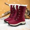 ZBYY Women's Warm Faux Fur Lined Mid Calf Winter Snow Boots Lace-up Mid-Calf Boots Walking Comfort Outdoor Booties view 4