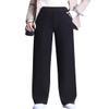 Snoly Women's Autumn Winter Thick Knitting Casual High Waist Wide Leg Drape Loose Casual Straight Mopping Pants (Medium, 1#Black) view 1