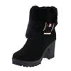 ZBYY Womens Warm Faux Fur Mid Calf Boots Thick heel Winter Round Toe Walking Snow Boots Mid Heel Outdoor Riding Booties view 1