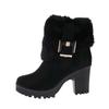 ZBYY Womens Warm Faux Fur Mid Calf Boots Thick heel Winter Round Toe Walking Snow Boots Mid Heel Outdoor Riding Booties view 4