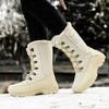 ZBYY Women's Warm Faux Fur Lined Mid Calf Winter Snow Boots Lace-up Mid-Calf Boots Walking Comfort Outdoor Booties view 3