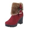 ZBYY Womens Warm Faux Fur Mid Calf Boots Thick heel Winter Round Toe Walking Snow Boots Mid Heel Outdoor Riding Booties view 1