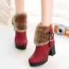 ZBYY Womens Warm Faux Fur Mid Calf Boots Thick heel Winter Round Toe Walking Snow Boots Mid Heel Outdoor Riding Booties view 3