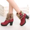 ZBYY Womens Warm Faux Fur Mid Calf Boots Thick heel Winter Round Toe Walking Snow Boots Mid Heel Outdoor Riding Booties view 4