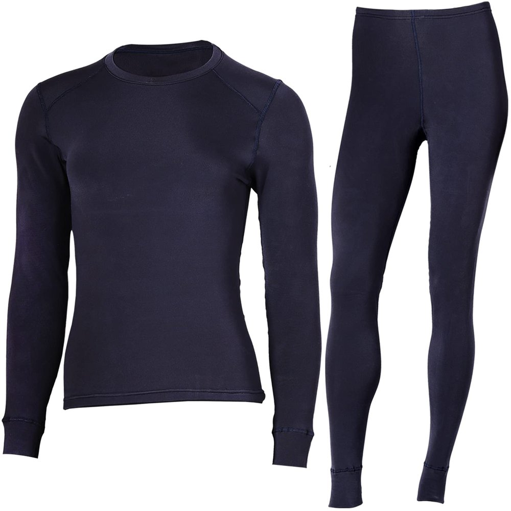 Chern Yueh Women Thermal Underwear Long Johns Set with Fleece Lined Ultra Soft Base Layer Cold Weather Top Bottom (Navy, Large)