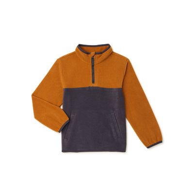 Wonder Nation Clothing Boy's Quarter Zip Pullover (Brown, XL)