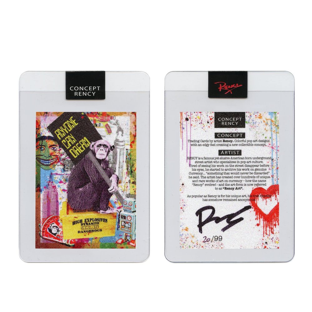 Diamond Dust Trading Card Hand-Signed by Artist Rency & Serial Numbered of only 99 - Dynamite Monkey Anyone CAN Dream