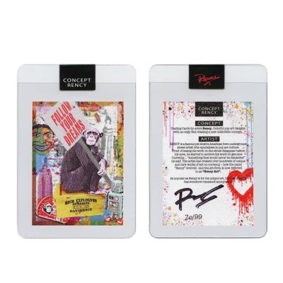 Diamond Dust Trading Card Hand-Signed by Artist Rency & Serial Numbered of only 99 - Dynamite Monkey Follow Your Dreams