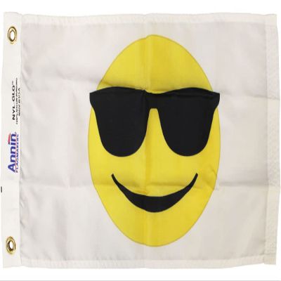 Smiley Face with Sunglasses - 12 inch by 18 inch Nylon Courtesy Flag