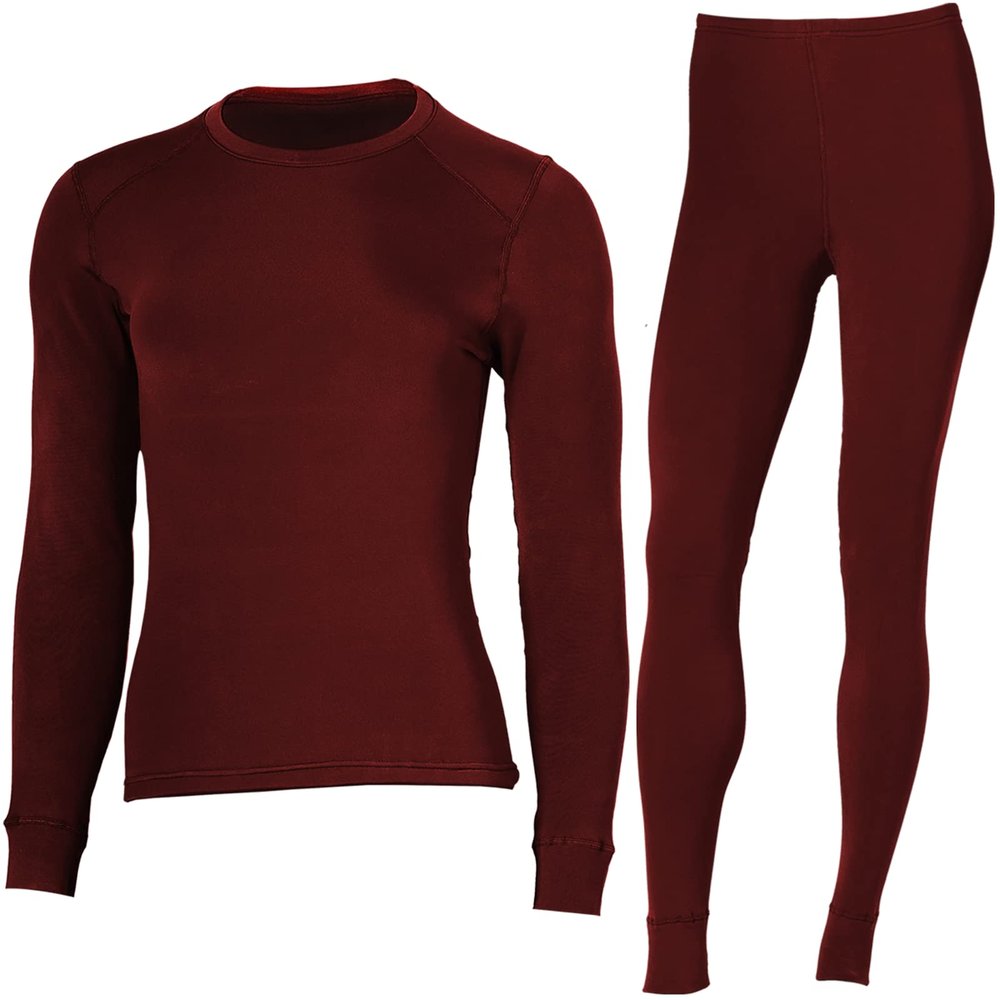 Chern Yueh Women Thermal Underwear Long Johns Set with Fleece Lined Ultra Soft Base Layer Cold Weather Top Bottom (Red, Large)
