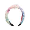 LUX ACCESSORIES Tie Dye Velvet Faux Pearl Embellished Statement Knot Headband view 2