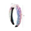 LUX ACCESSORIES Tie Dye Velvet Faux Pearl Embellished Statement Knot Headband view 4