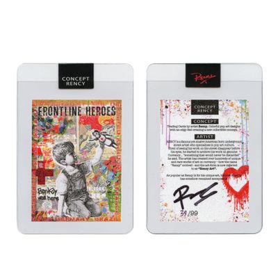 Diamond Dust Trading Card Hand-Signed by Artist Rency & Serial Numbered of only 99 - Frontline Heroes Banksy was HERE