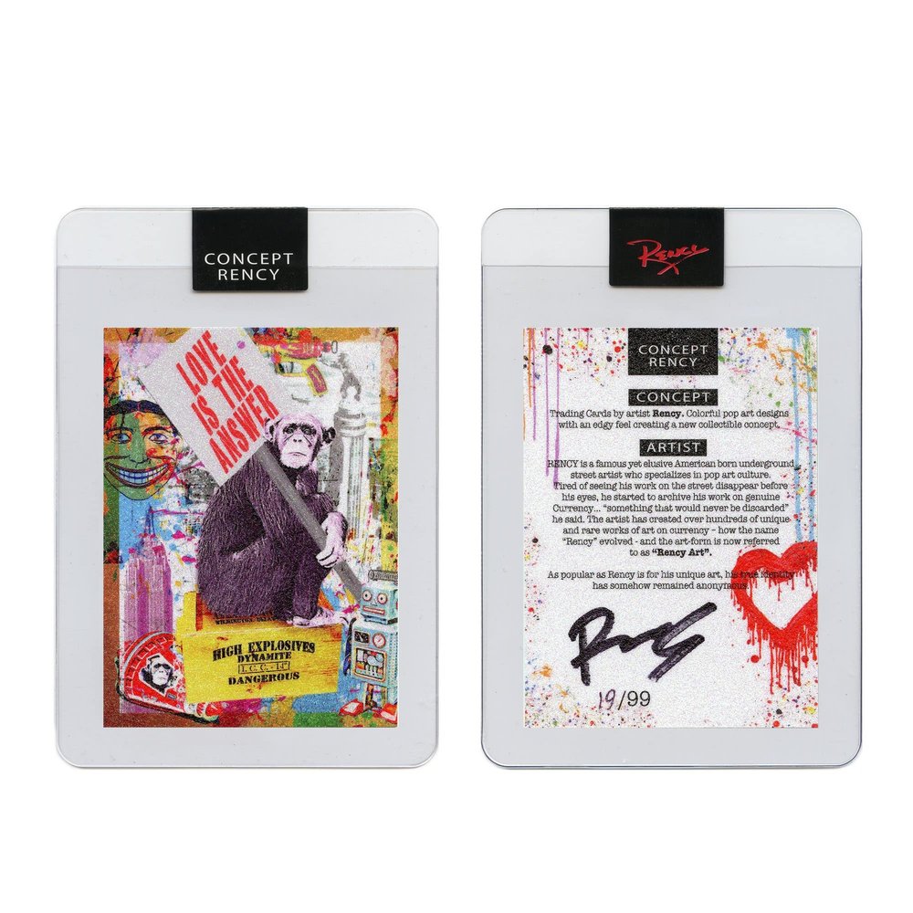 Diamond Dust Trading Card Hand-Signed by Artist Rency & Serial Numbered of only 99 - Dynamite Monkey Love is The Answer