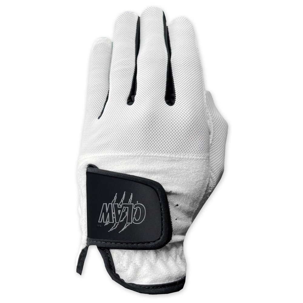 CaddyDaddy Claw PRO Golf Gloves for Men | Flex-Mesh Suede/Design for Cool Ventilation | Lasts 3-5 Times Longer Than Leather | Silicone-Web Coating for Maximum Grip | Washable | White | LH-Large