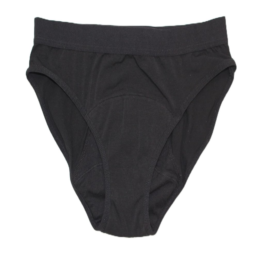 Maxim Organic Cotton Period Underwear for Women, Medium Absorbency, Classic Bikini Style, Reusable & Leakproof Period Panties (XLarge, Black, 1 Pc)