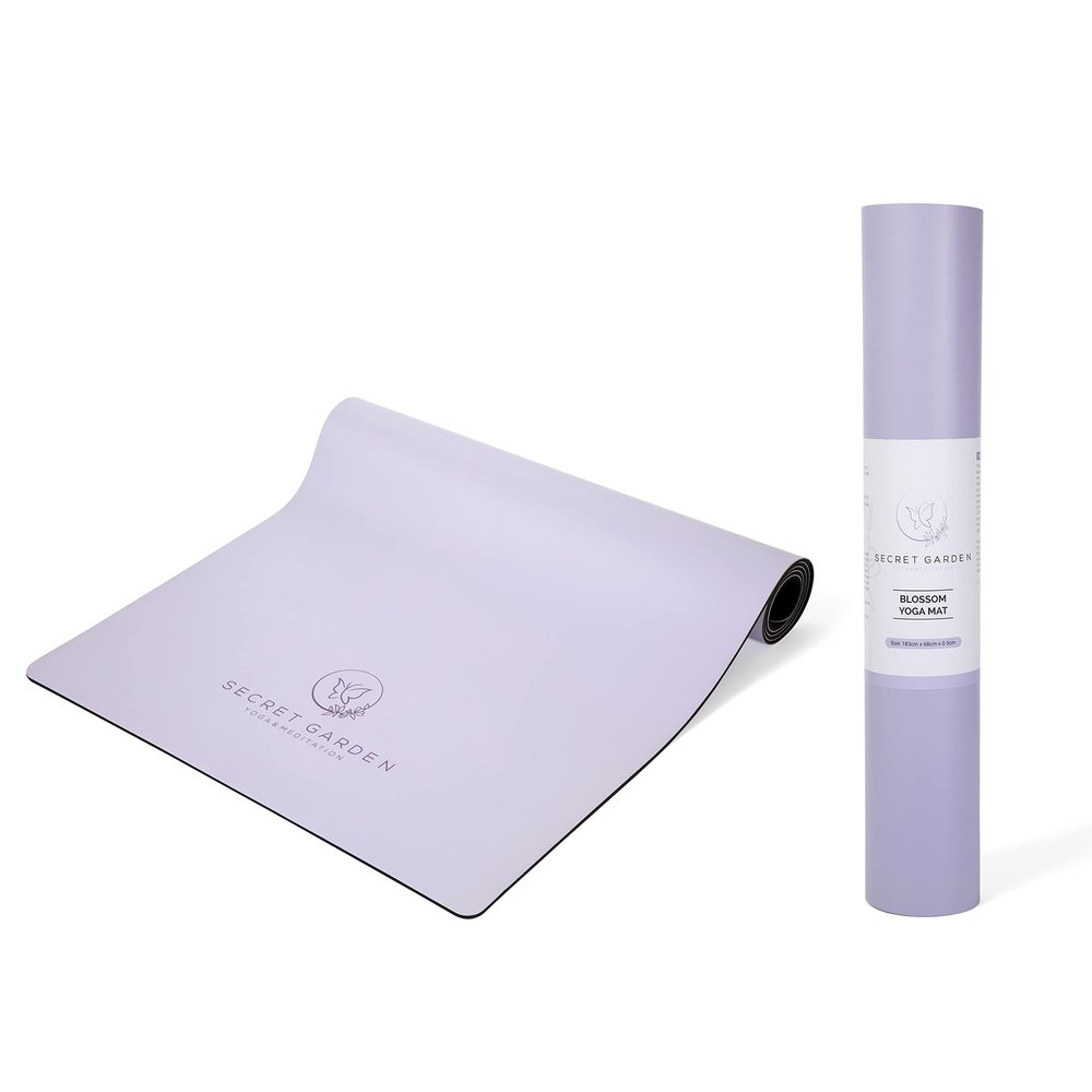 Non-Slip Yoga Mat Double-Layered Exercise Mat for Pilates, Meditation, Exercise 5mm Thick Yoga Mat for Cushioning and Suppor Lavender