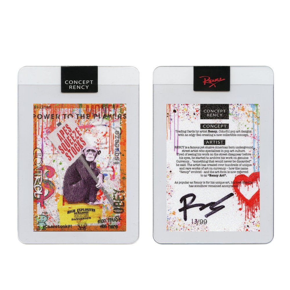 Diamond Dust Trading Card Hand-Signed by Artist Rency & Serial Numbered of only 99 - Dynamite Monkey Apes Squeeze Stocks
