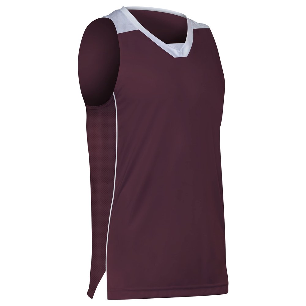 Prime Basketball Jersey, Youth Small, Maroon with White Trim