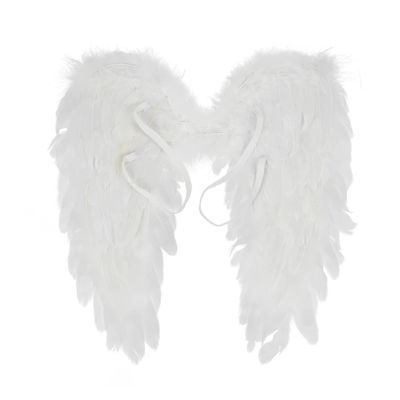 JEATHA Girs Adults Feather Angel Wings Black White Fairy Wings Fancy Dress Costume for Masquerade Halloween Theme Party White Size B One Size