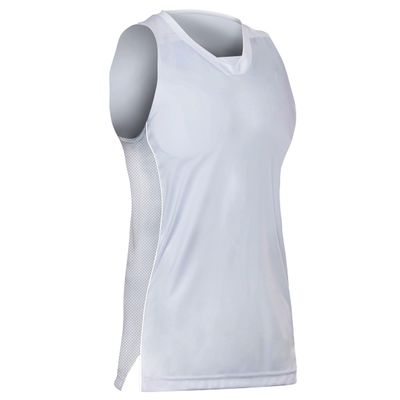 Prime Basketball Jersey, Girl's Large, White with White Trim