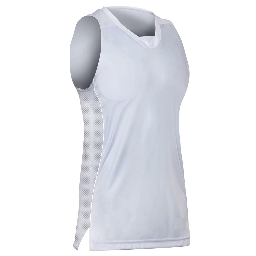 Prime Basketball Jersey, Girl's Large, White with White Trim