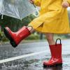 EUXTERPA Boys Girls Waterproof Rain Boots Kids Toddler Solid Color Boots with Easy On Handles, Red-Navy, Toddler Size 7 view 2
