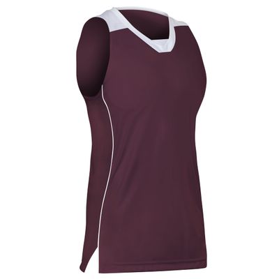 Prime Basketball Jersey, Girl's Small, Maroon with White Trim
