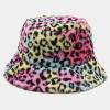 Fashion Winter Plush Fisherman Hat Warm Thick Fleece Faux Fur Bucket Hat Leopard Print Cap Snow Cozy Cow Bucket Hat view 2