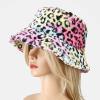 Fashion Winter Plush Fisherman Hat Warm Thick Fleece Faux Fur Bucket Hat Leopard Print Cap Snow Cozy Cow Bucket Hat view 3